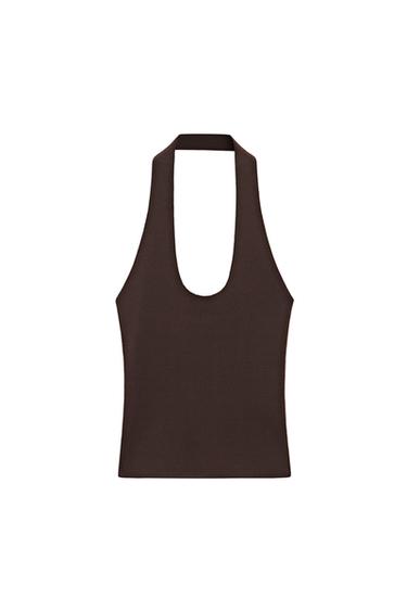 Zara Fitted knit halter top - Brown