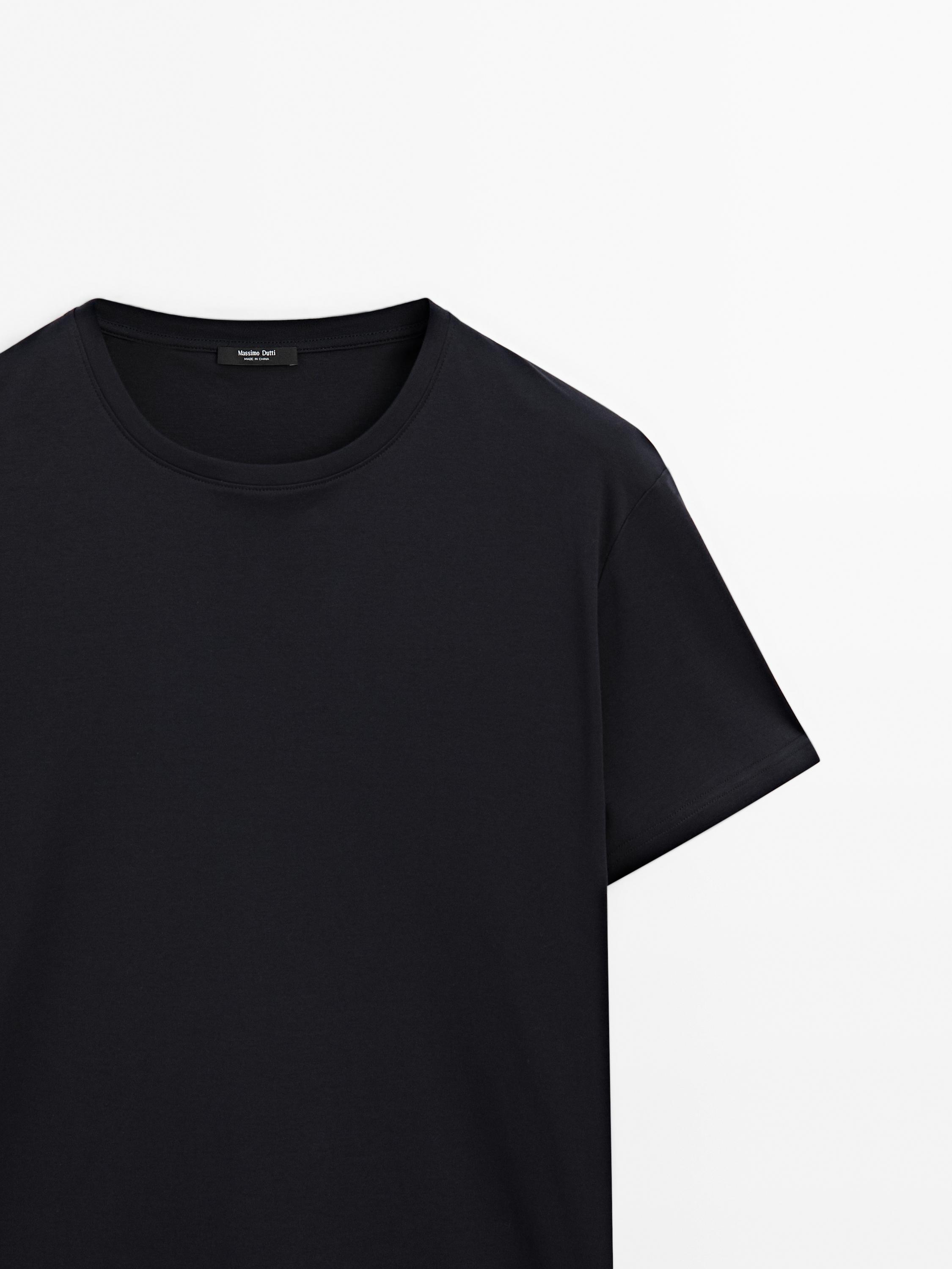 100% mercerised cotton T-shirt — Navy blue