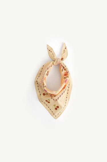 LIMITED EDITION CHERRY PRINT BANDANA - Beige-pink by Zara