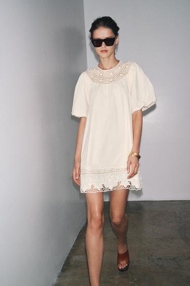 ZW COLLECTION EMBROIDERED SHORT DRESS - Ecru by Zara - Image 1