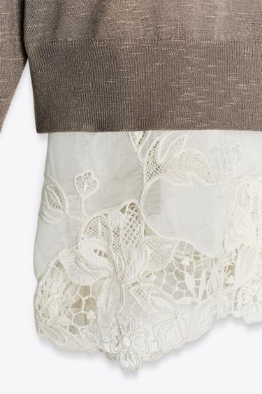 COMBINED KNIT SWEATER - Beige by Zara - Image 7
