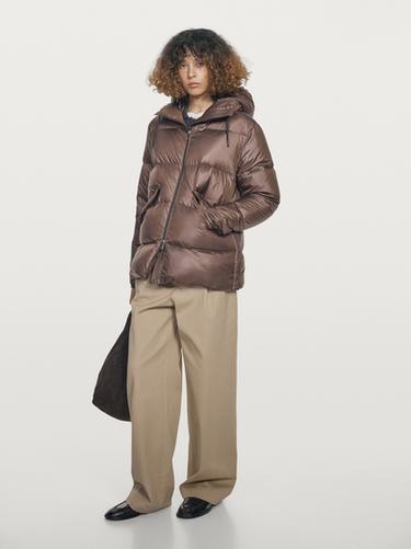 Chaqueta plumífero shiny 80% plumón - 20% pluma water repellent - Visón vigoré de Zara - Imagen 0