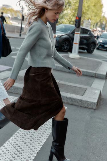 CARDIGAN WITH BALL BUTTONS - Grey / Blue by Zara