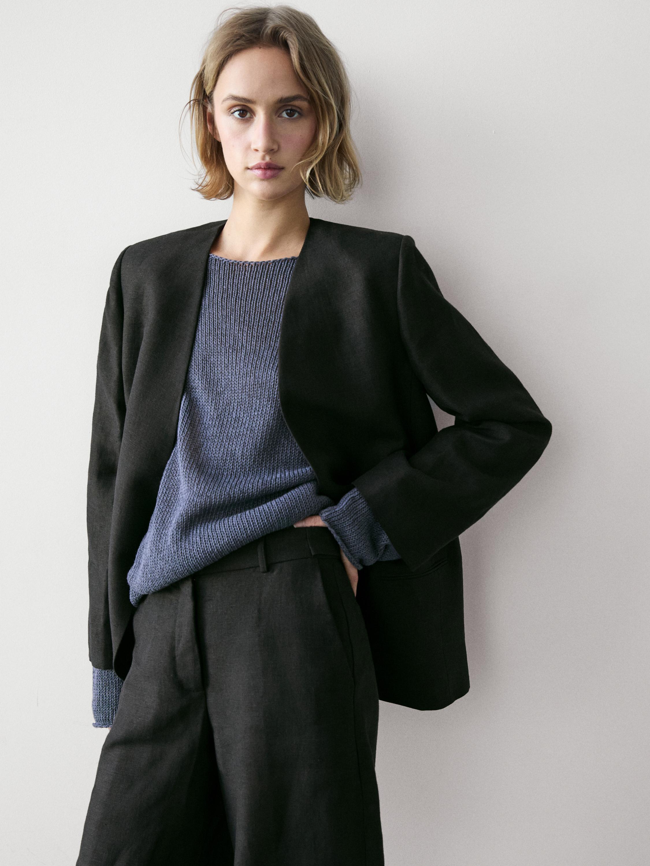 100% linen lapelless blazer