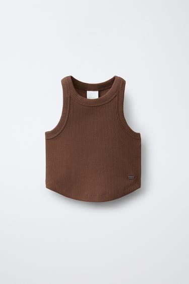 RIBBED SWIM T-SHIRT - Brown by Zara