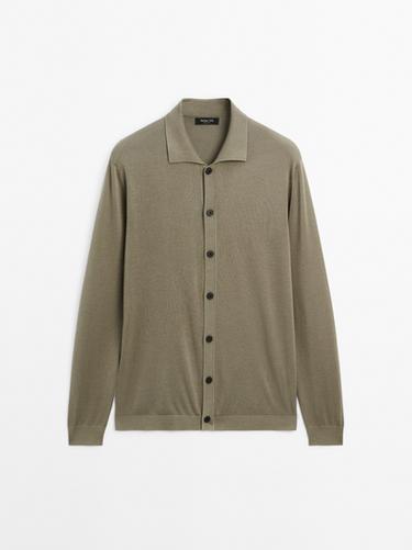 Zara Cotton blend knit cardigan - Gray green