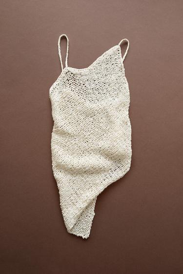 Open-knit asymmetric top - STUDIO — Oyster-white 1