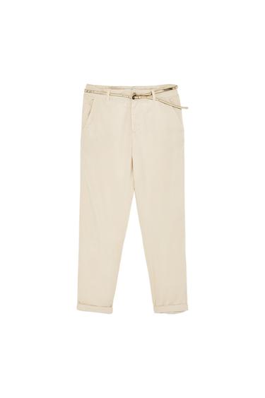CHINO TROUSERS WITH METALLIC BELT