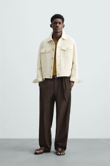 JACQUARD TEXTURED JACKET - Ecru by Zara - Image 0