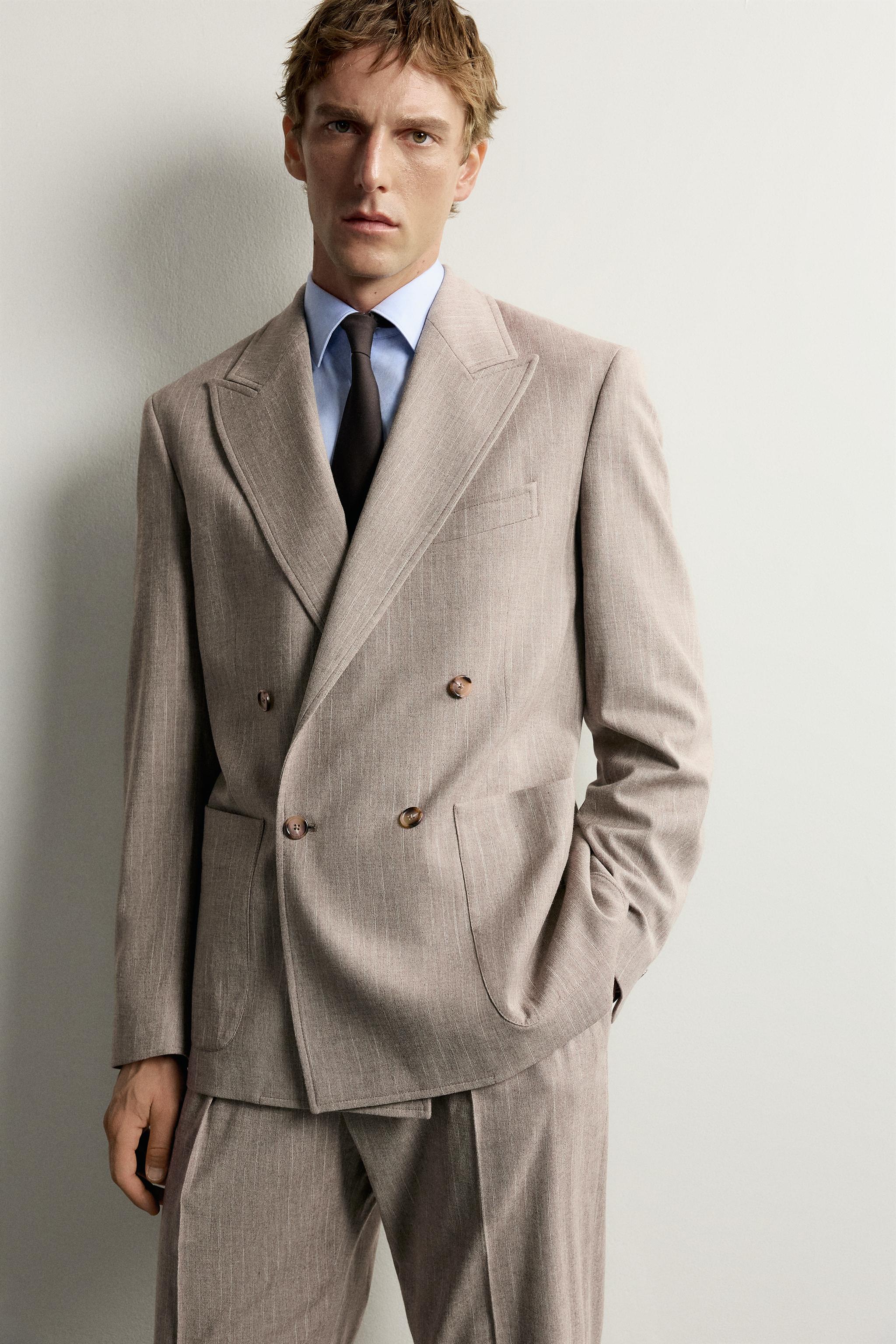 VESTE DE COSTUME CROISÉE REGULAR FIT À RAYURES