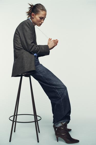 BOTINES DE TALÓ DE PELL - Marró de Zara - Imatge 0