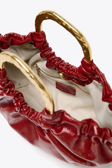 GATHERED HANDBAG - Red by Zara - Image 4