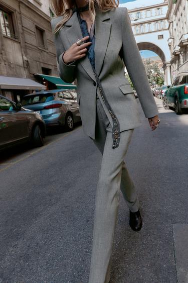 Zara ONE-BUTTON TAILORED BLAZER - Gray