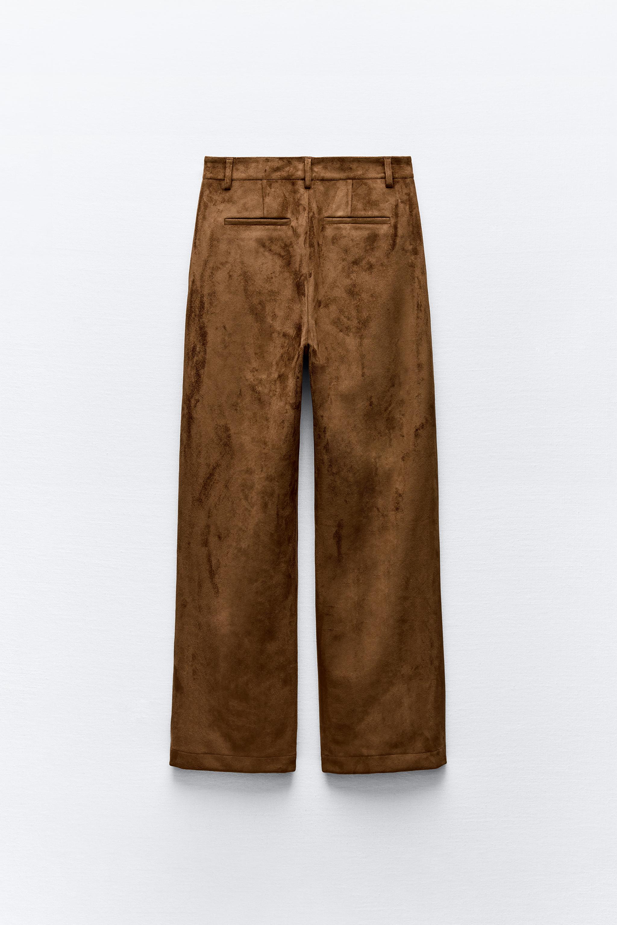 Suede trousers zara online