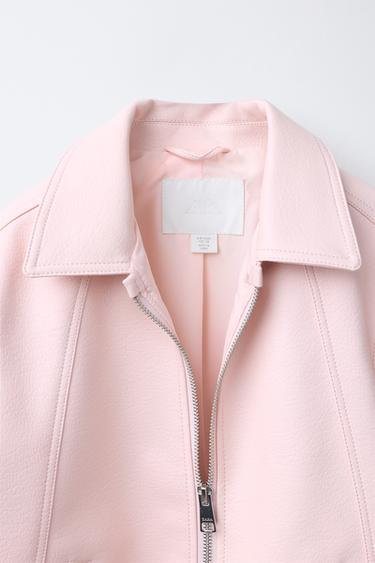 LEATHER EFFECT BOMBER JACKET - Pastel pink by Zara - Image 6