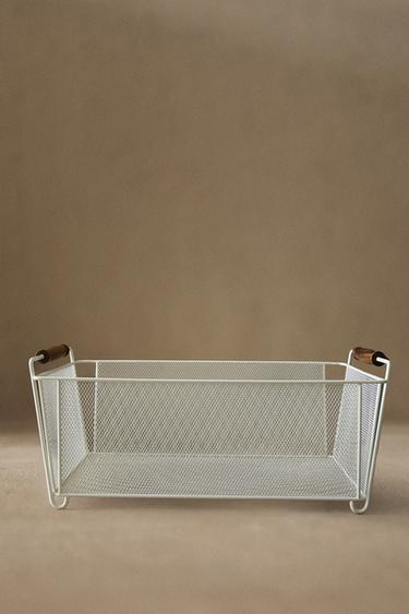 METAL BASKET WITH HANDLE - Cream by Zara