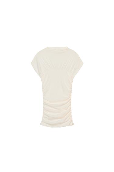 Zara DRAPED TOP - Oyster-white