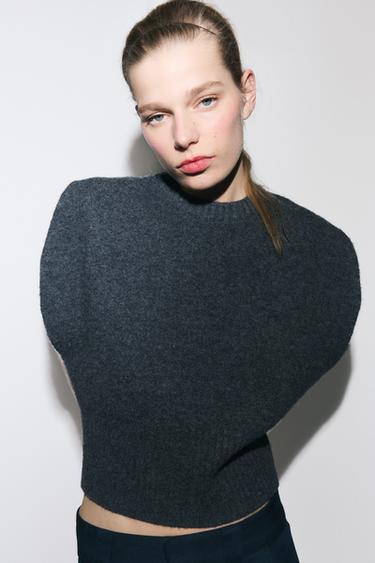 Zara 100% WOOL JUMPER VEST WITH ARMHOLE SLEEVES - Gray / Blue