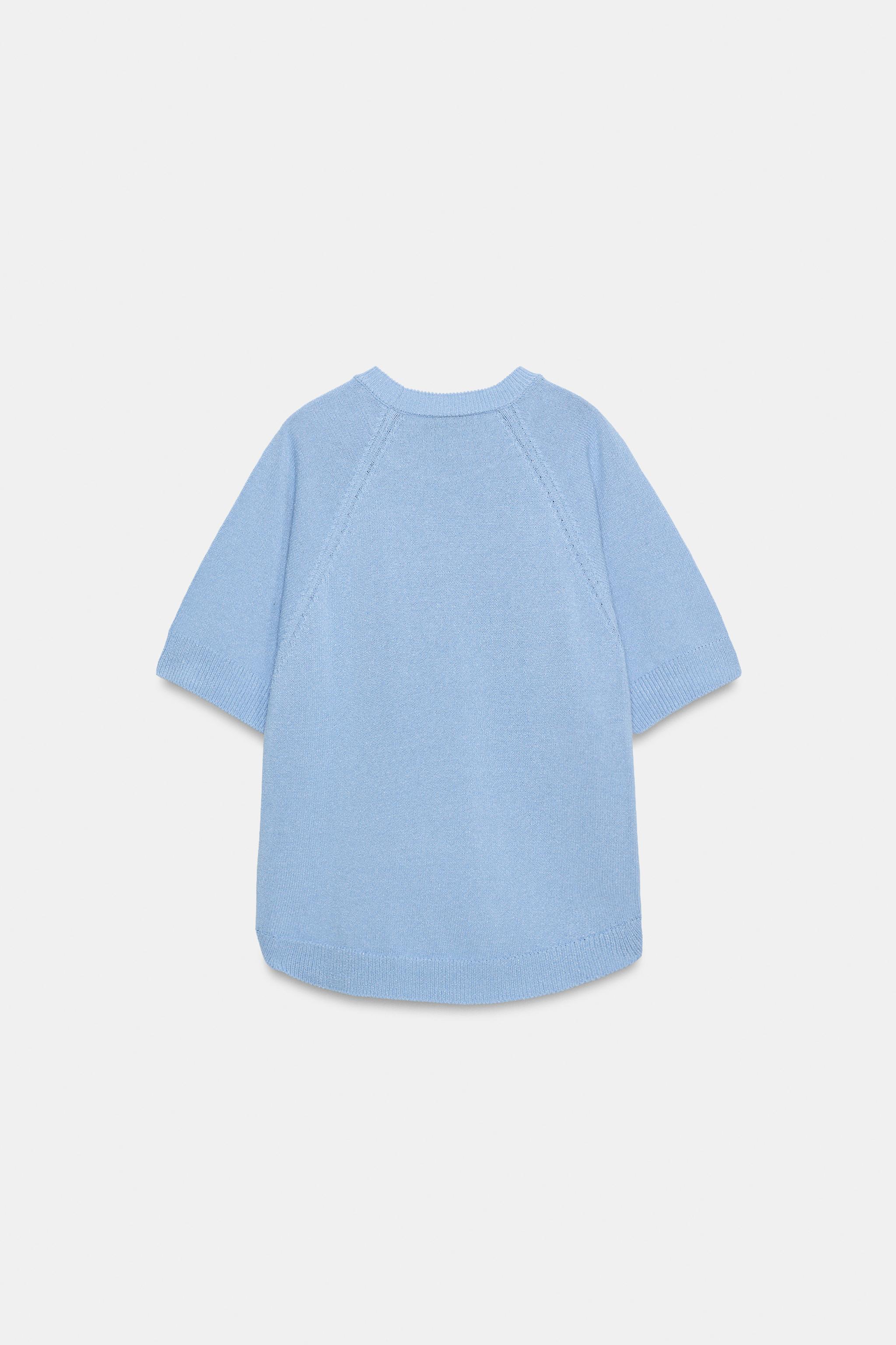 ROUNDED HEM SHORT SLEEVE KNIT JUMPER