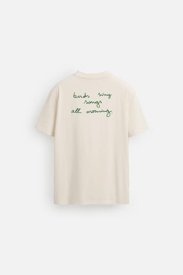 CONTRAST PRINT T-SHIRT - Oyster-white by Zara - Image 7