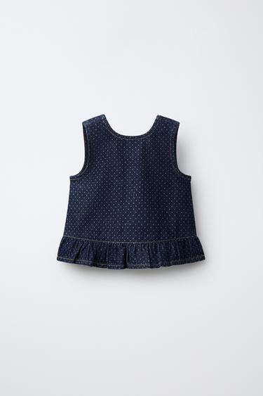POLKA DOT PRINT TOP - Blue by Zara