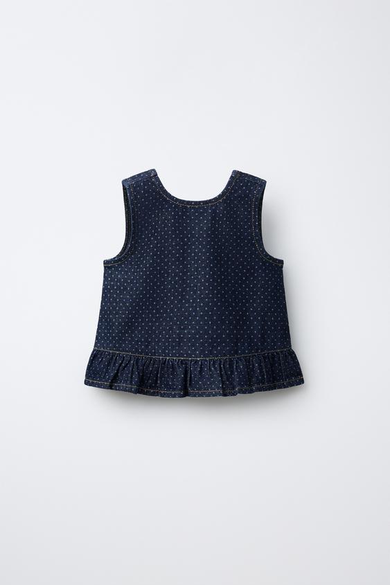 TOP ESTAMPADO TOPOS - Azul de Zara - Imagen 0