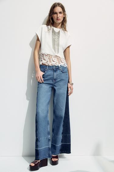 CAMISETA COMBINADA GUIPUR - Blanco roto de Zara