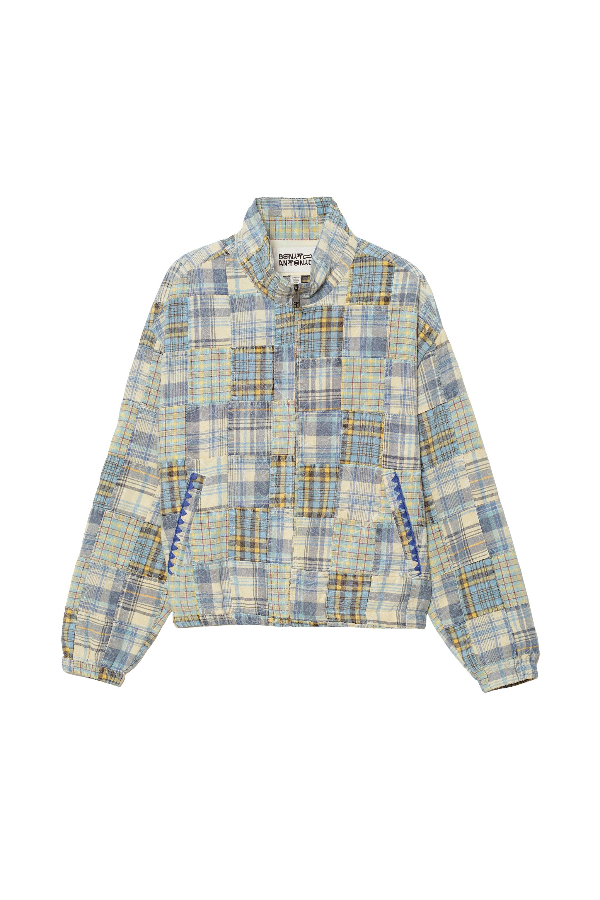 RELAXED FIT PLAID PATCHWORK JACKET — Multicolored