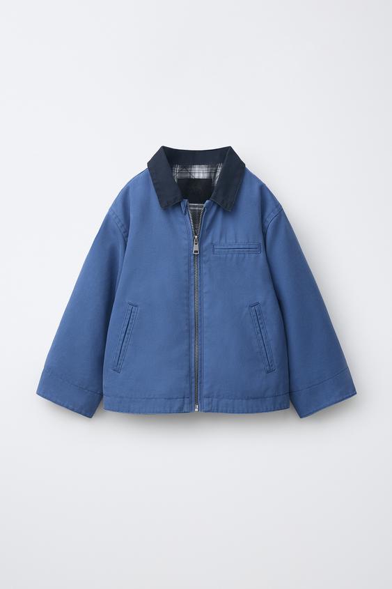 ÁO KHOÁC CỔ PHỐI MÀU - Xanh nhạt từ Zara - Hình ảnh 0