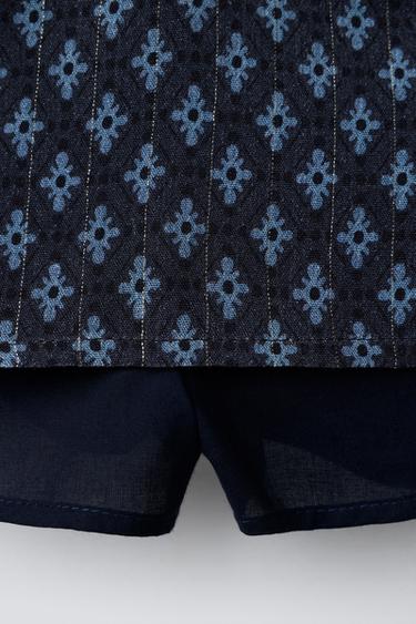 BERMUDA SKORT WITH SHINY FLORAL PRINT - Blue by Zara - Image 3