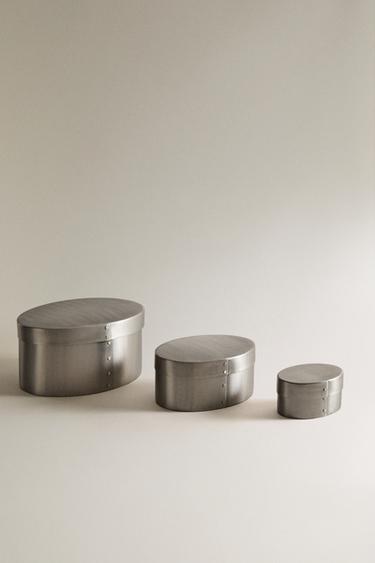 OVAL STAINLESS STEEL BOX - Dark silver by Zara
