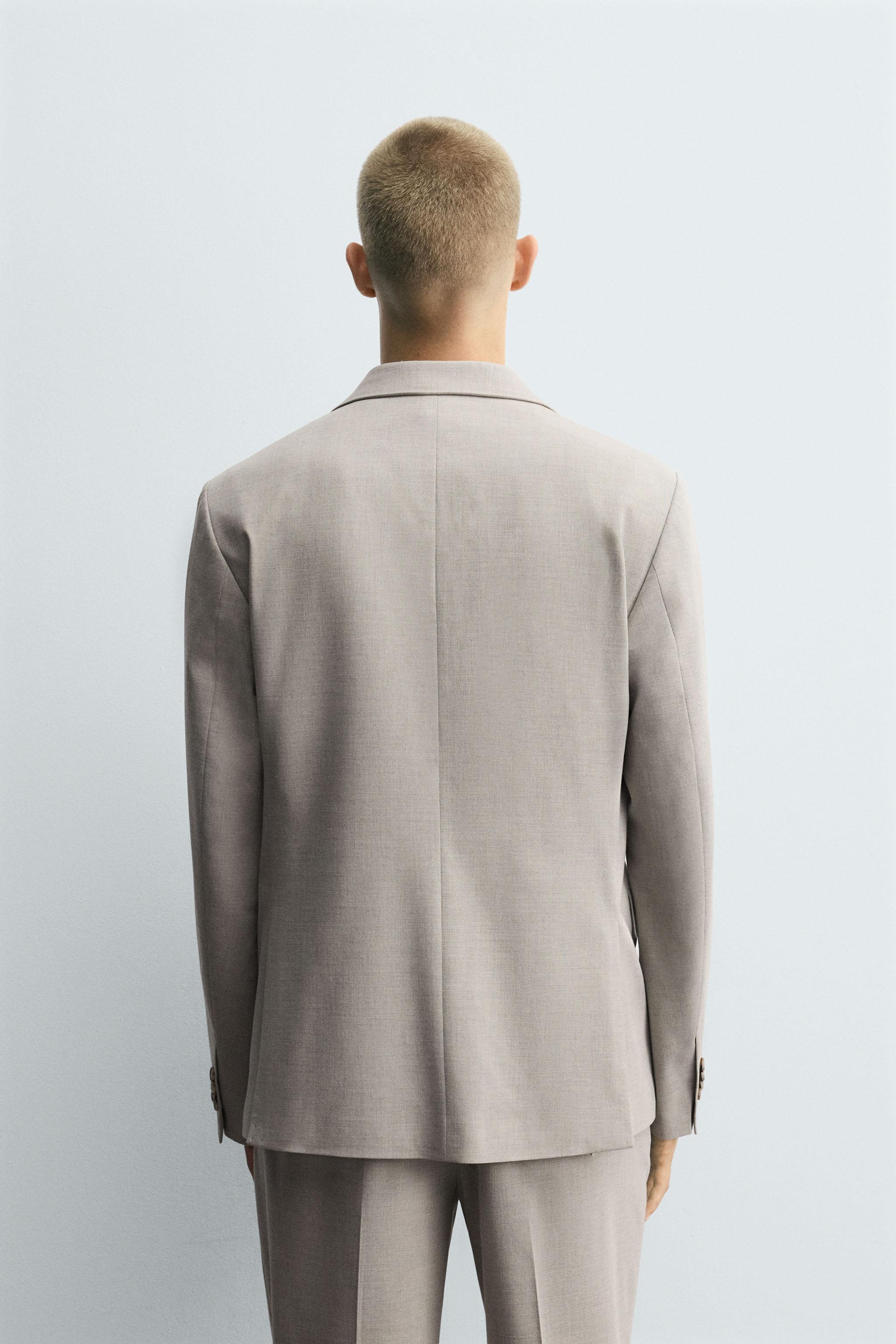 テクスチャー入り生地スーツブレザー - グレイッシュ | ZARA