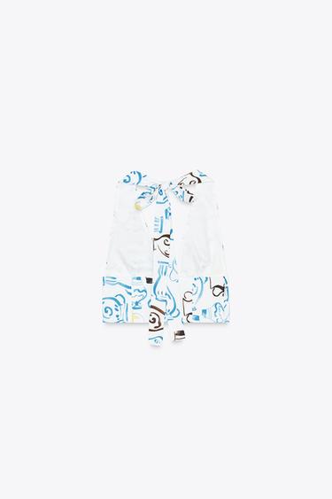 PRINTED POPLIN CROP TOP - Blue/White by Zara - Image 6