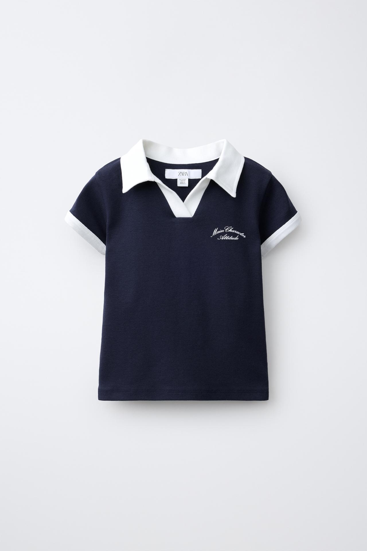 CONTRAST SPORTY POLO SHIRT — Navy blue