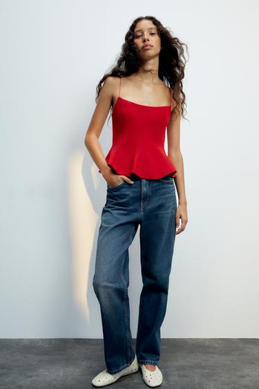PEPLUM TOP - Red by Zara