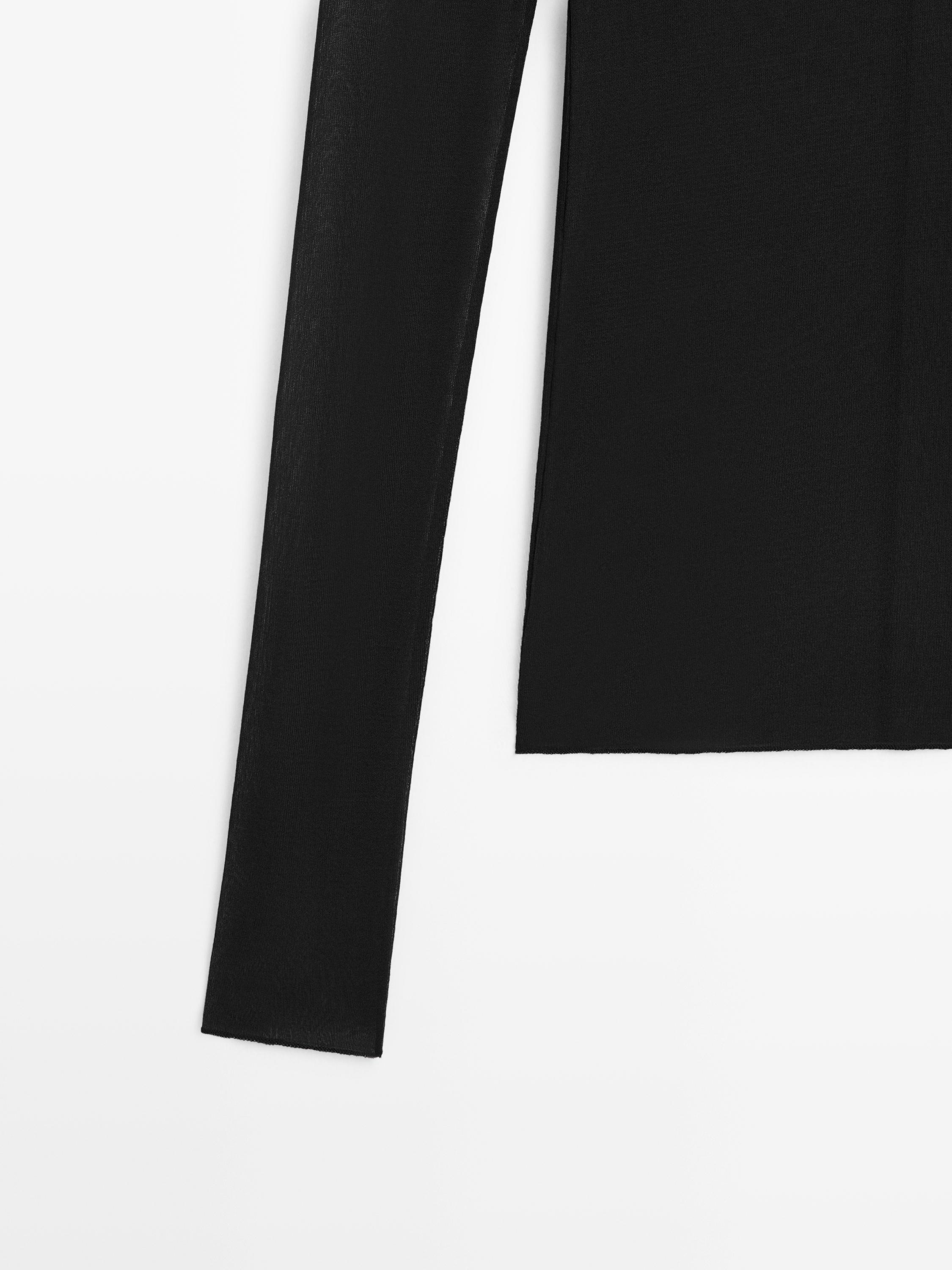 Long sleeve silk T-shirt