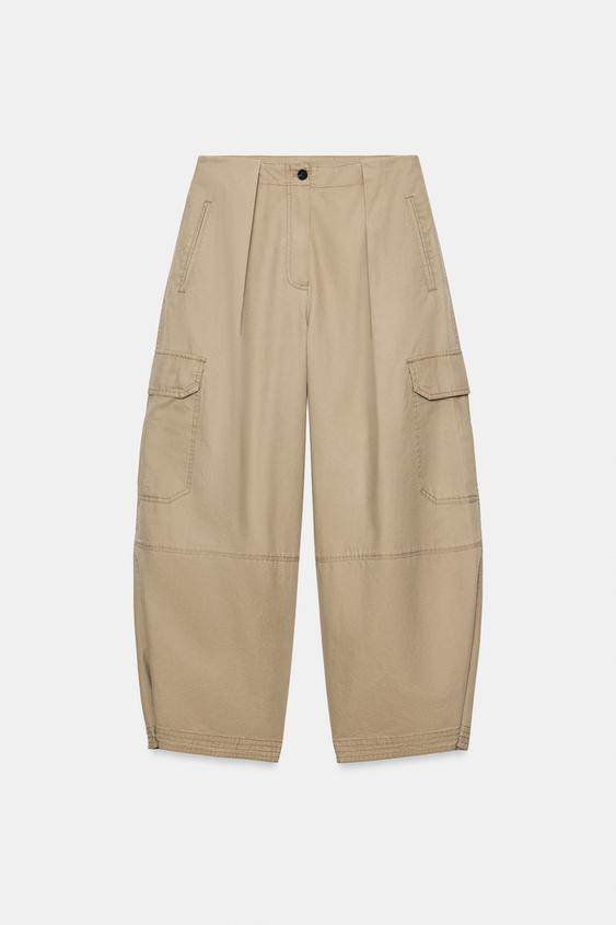 PANTALON CARGO ZW COLLECTION - Marron / Taupe de Zara - Image 6