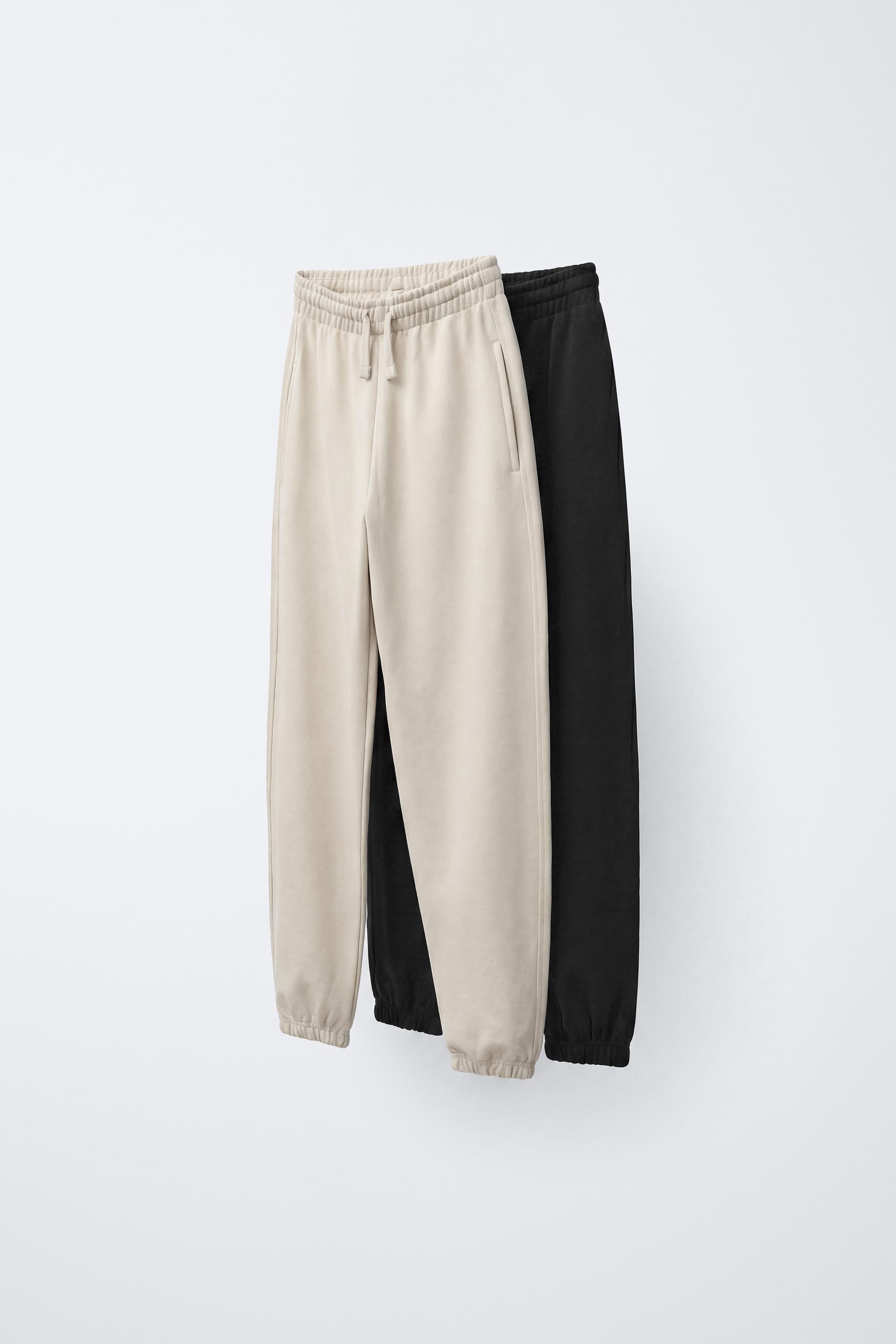 TWO-PACK PLUSH PANTS — Ecru / Black