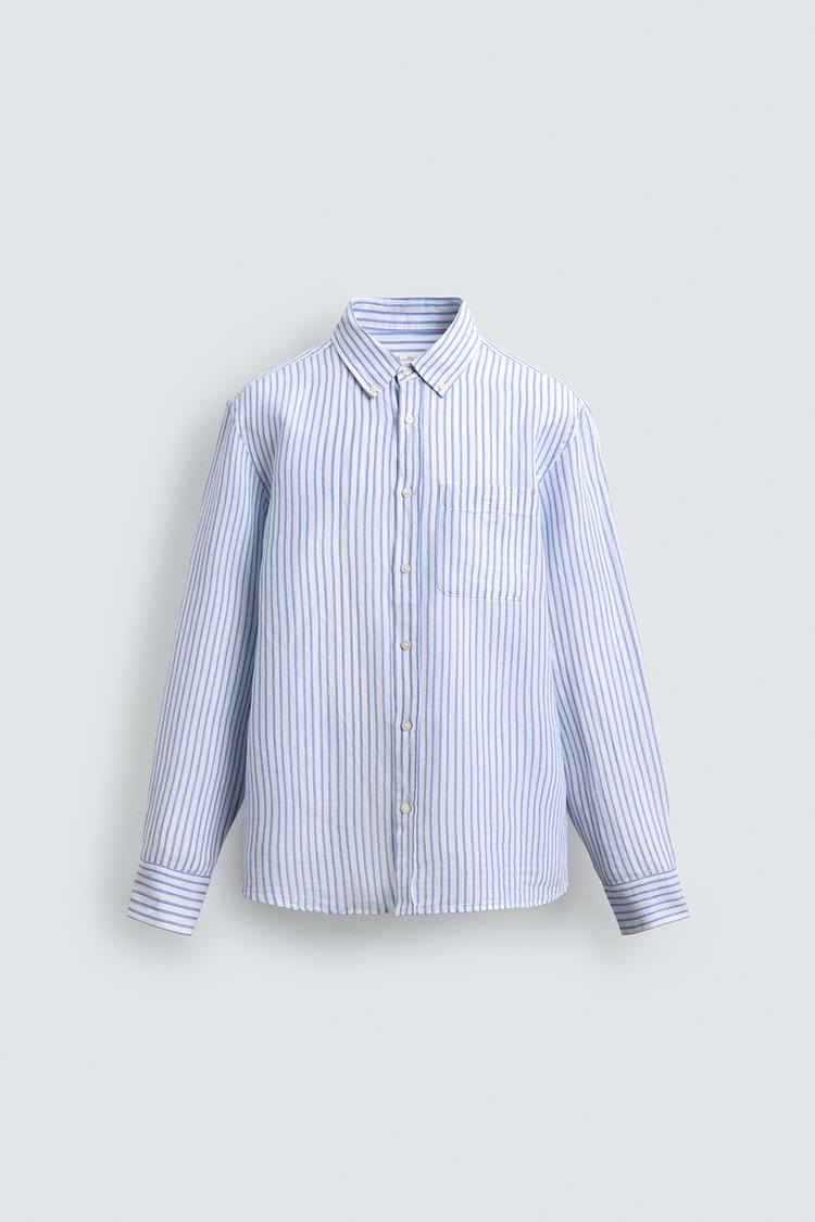 ZARA REGULAR FIT LINEN - COTTON SHIRT