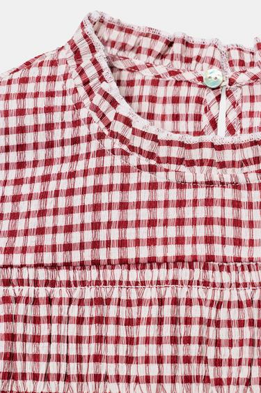 TOP NID D'ABEILLE À CARREAUX VICHY - Écru / Grenat de Zara - Image 7