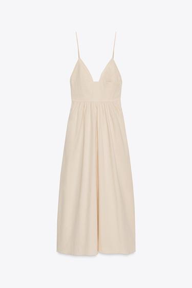 POPLIN MIDI DRESS - Beige by Zara - Image 5
