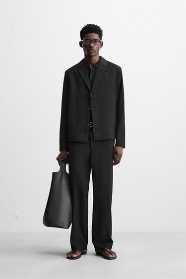 REGULAR FIT SUIT TROUSERS - Black by Zara