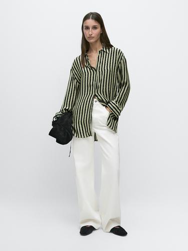 Zara Striped flowing shirt - Sea green