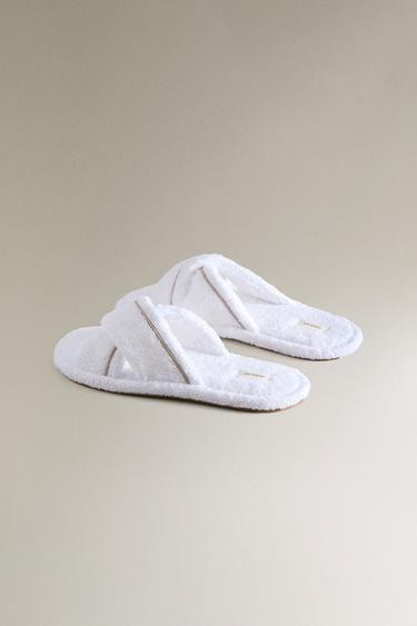 CHAUSSONS DE BAIN CROISÉS TISSU ÉPONGE - Blanc de Zara - Image 4