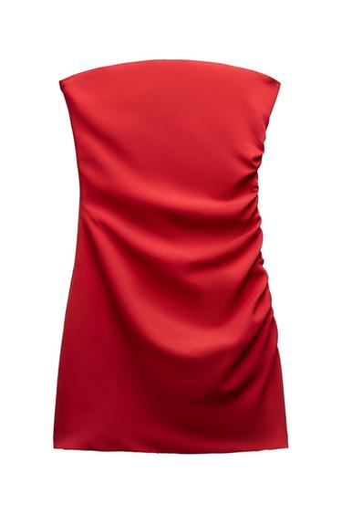 RUCHED STRAPLESS DRESS