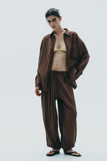 FLOWING BALLOON TROUSERS - Brown by Zara