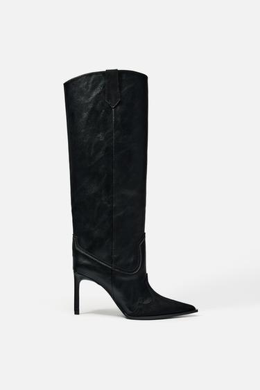 BOTA TACÓN FINO COWBOY - Negro de Zara