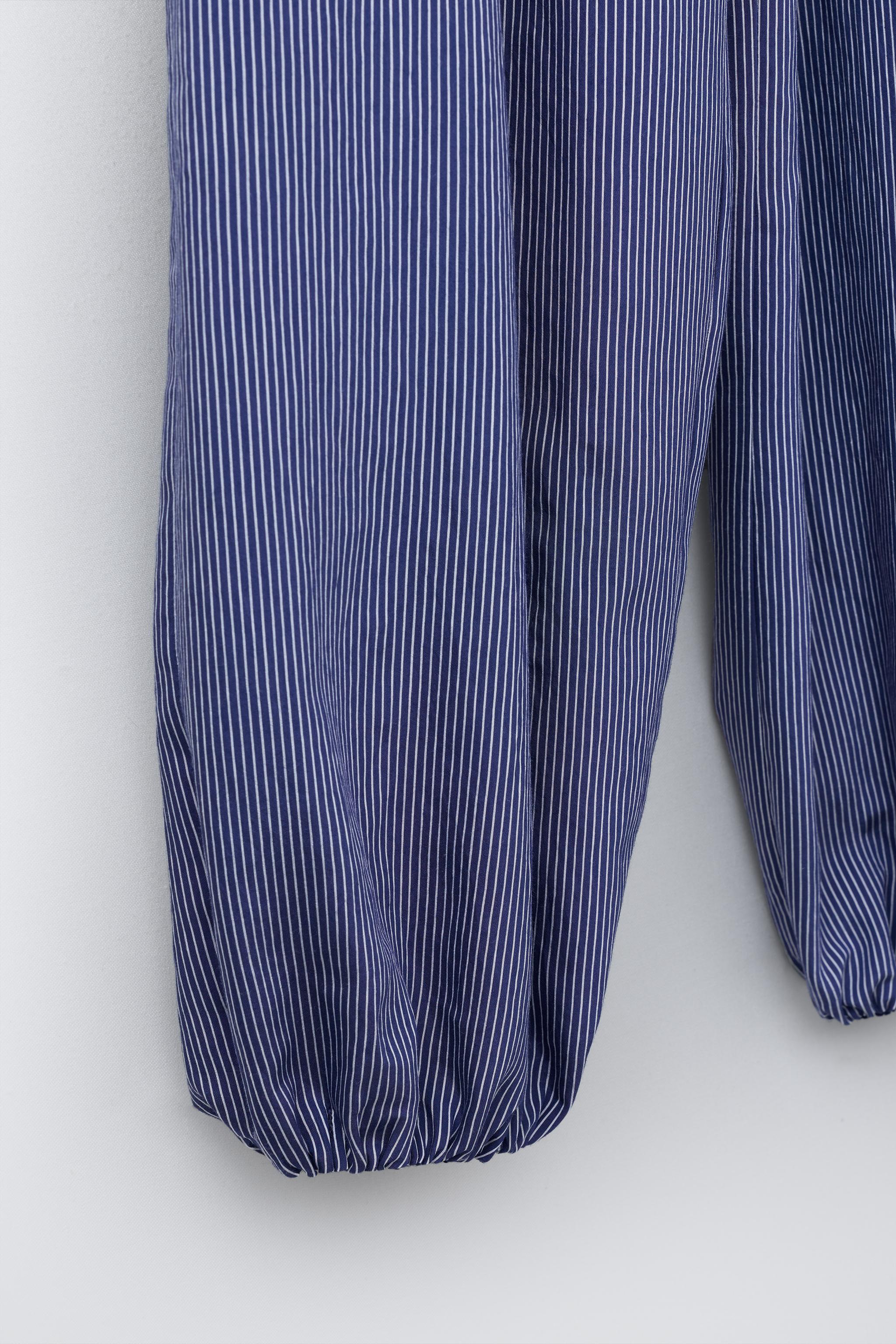 PANTALON BOUFFANT À RAYURES ET LACETS