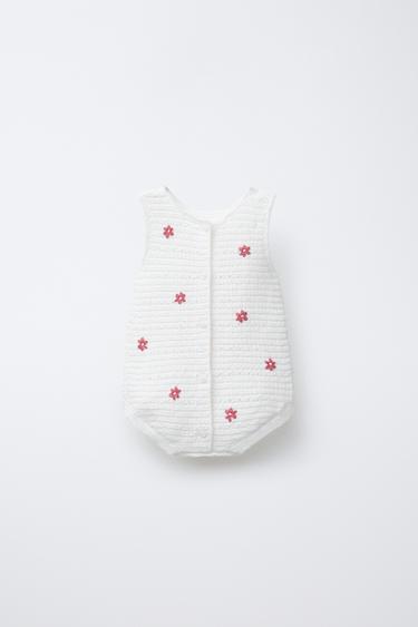 BARBOTEUSE EN MAILLE FLEURS BRODÉES - Écru de Zara - Image 1