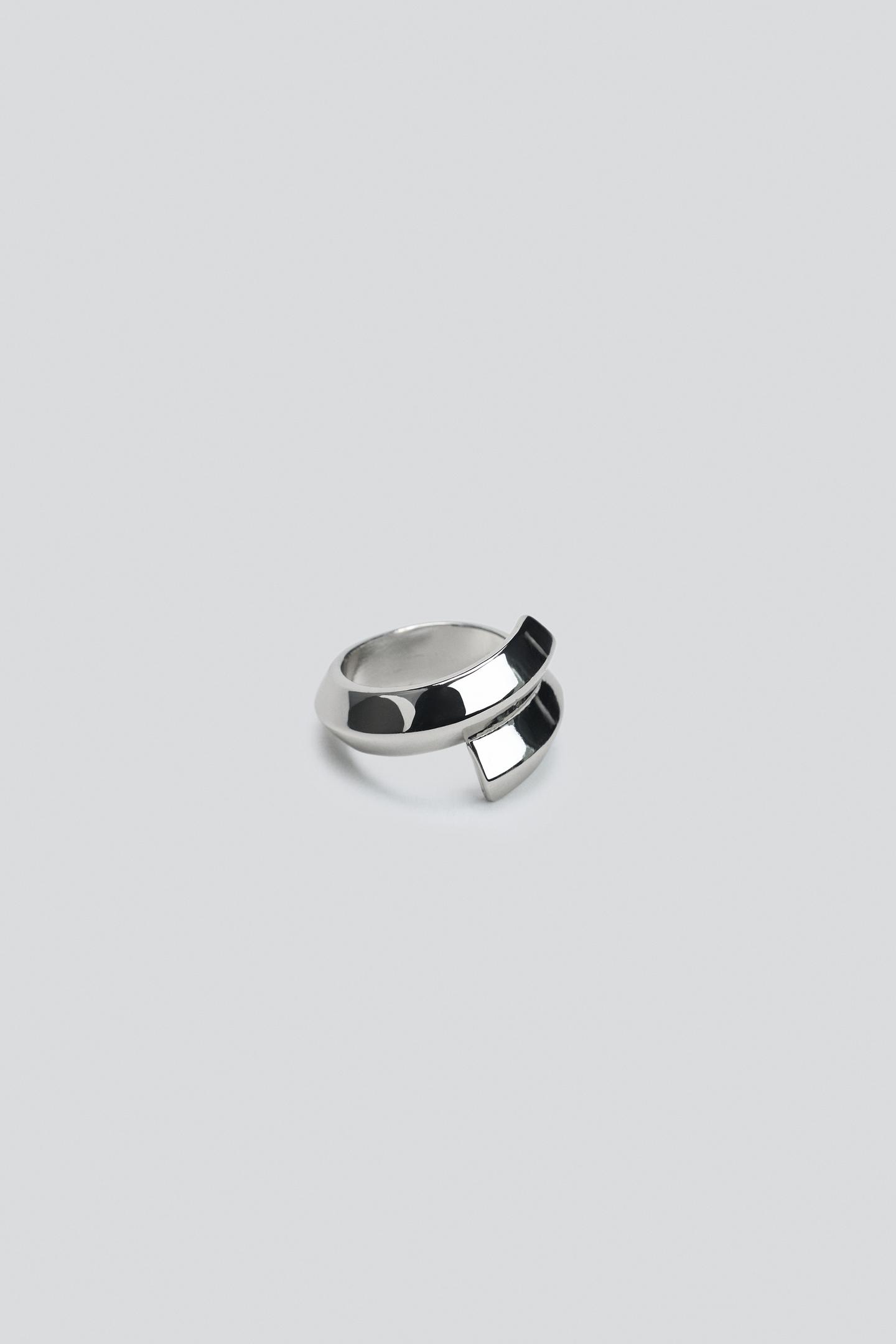 Женские кольца Zara 3-PACK OF Geometric Metal, цвет: Серебряный — фото 3